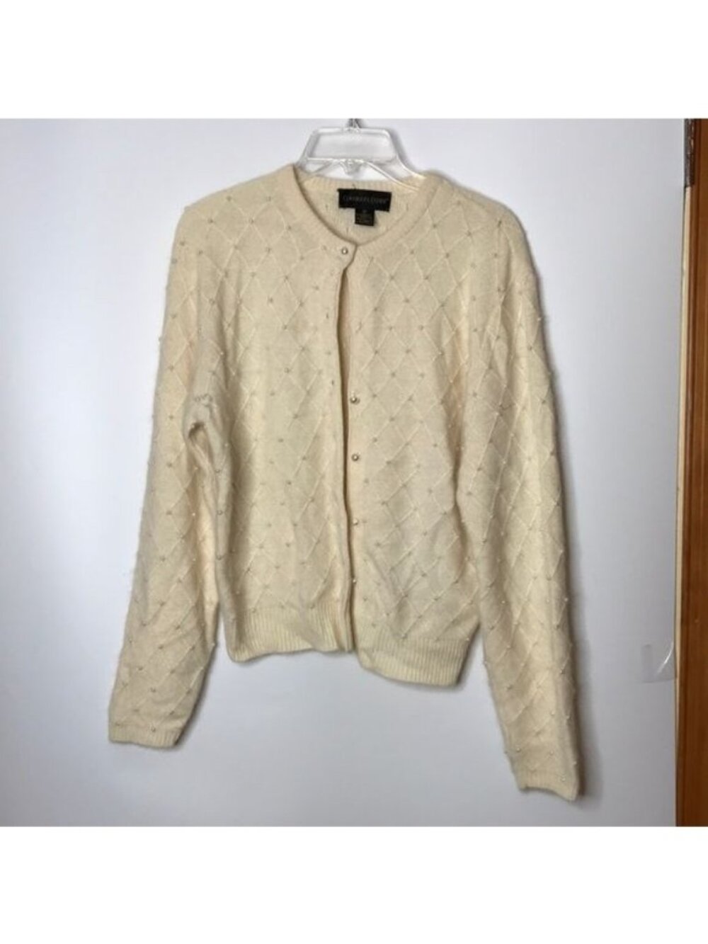 Vintage Classiques Entier Lambs Wool Cardigan with Pearl Embellishments M MEDIUM - Picture 1 of 9